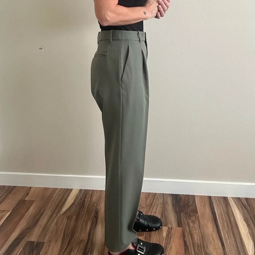 Uniqlo Olive Tailored Straight-Leg Trousers - Picture 2 of 5
